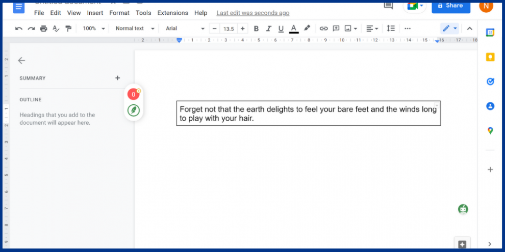 how to put text in a box in google docs